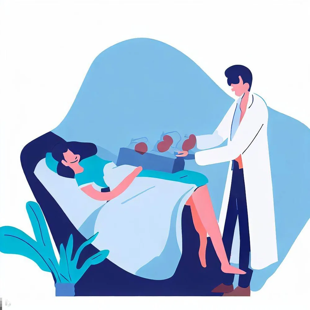 a doctor examining a patient's abdomen